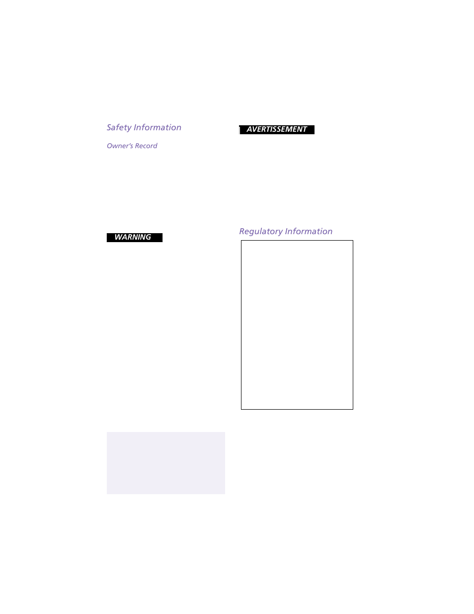 Safety information, Regulatory information | Sony PCG-XG9 User Manual | Page 4 / 119
