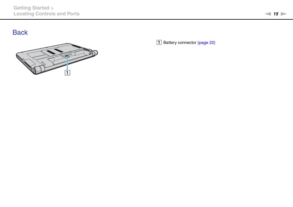 Back | Sony VPCY118GX User Manual | Page 15 / 154