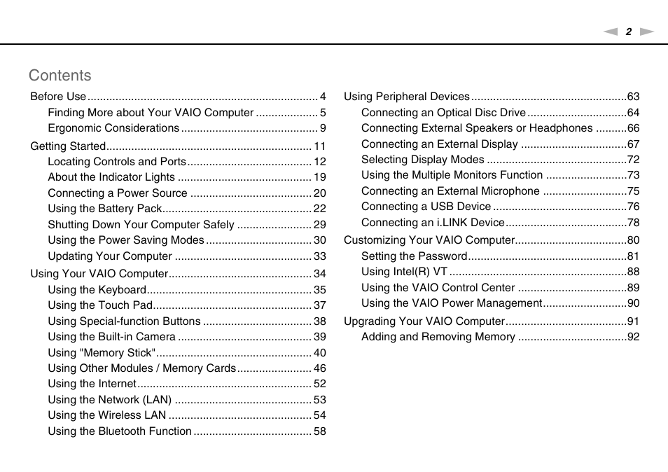 Sony VPCY118GX User Manual | Page 2 / 154