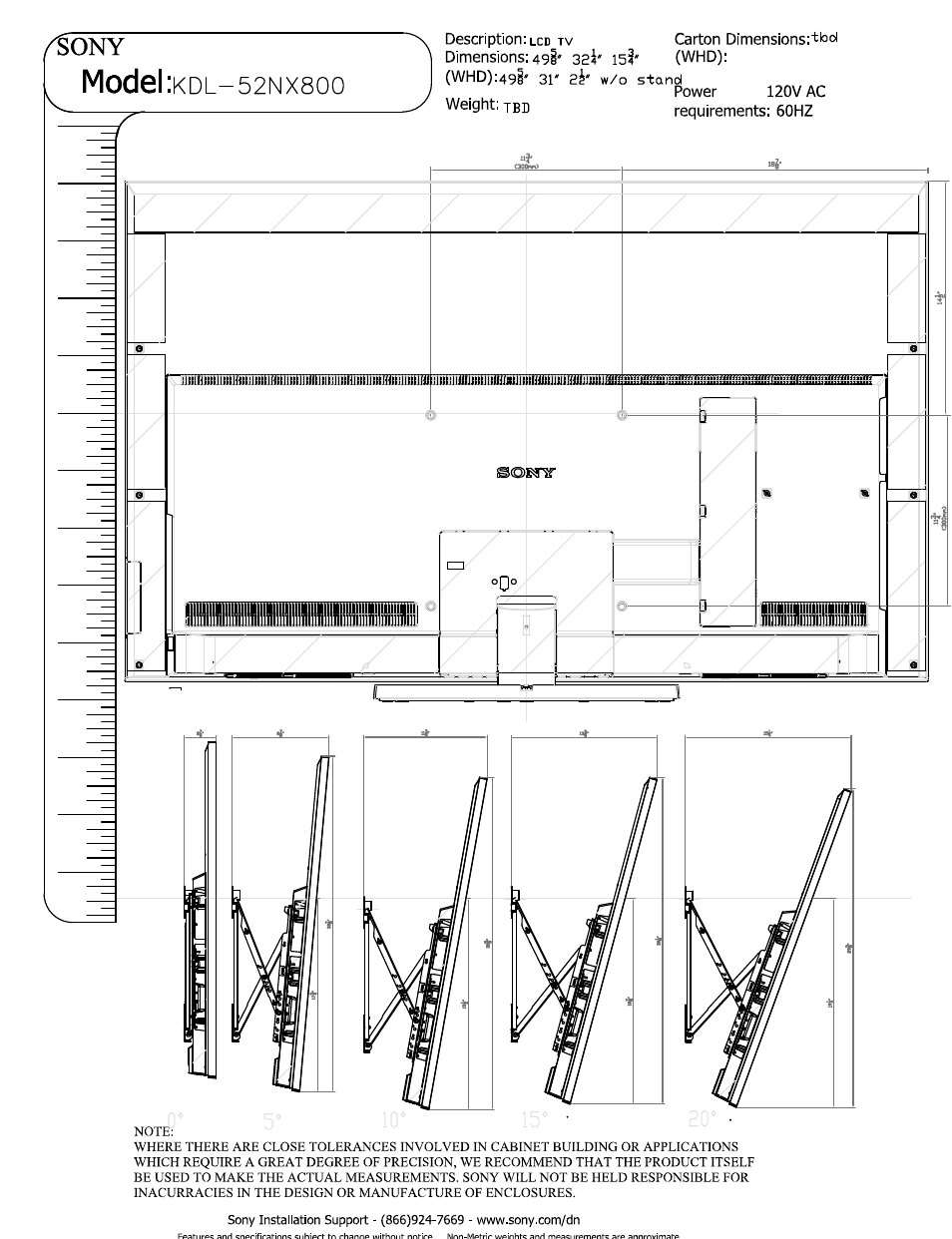 Model :kdl-52nx800, Model | Sony KDL-52NX800 User Manual | Page 2 / 3