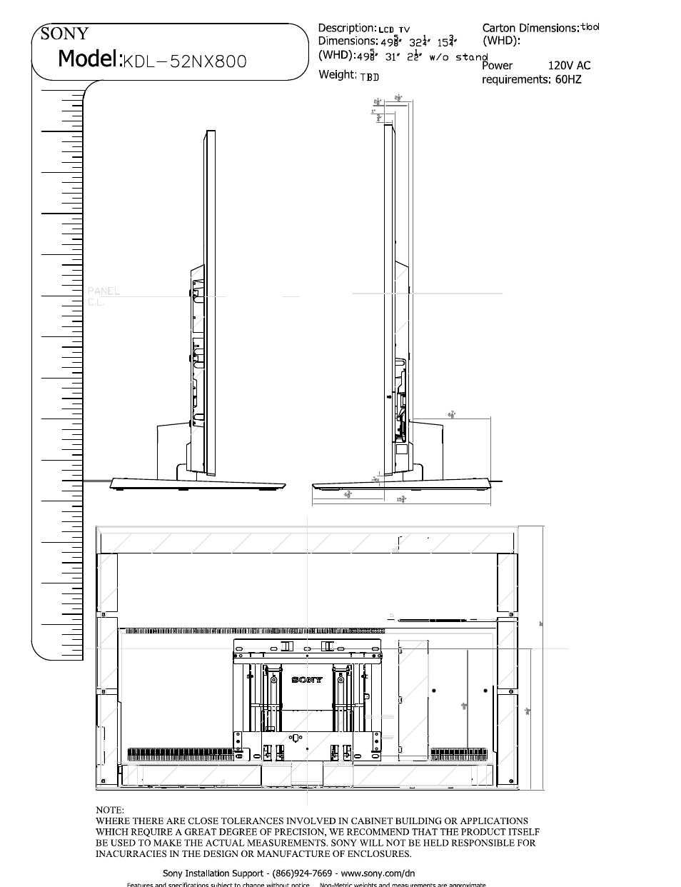 Sony KDL-52NX800 User Manual | Page 3 / 3