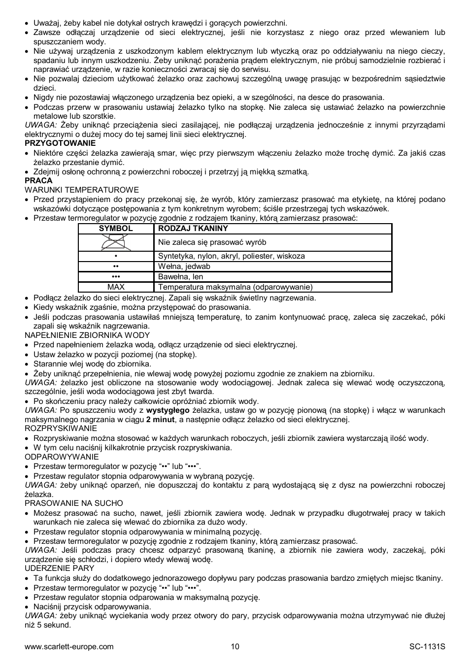 Scarlett SC-1131S User Manual | Page 10 / 25