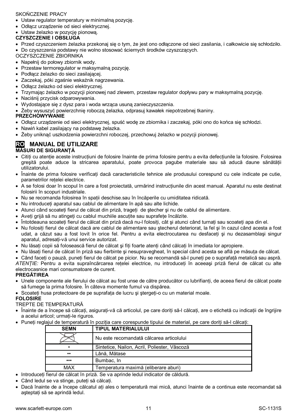 Scarlett SC-1131S User Manual | Page 11 / 25