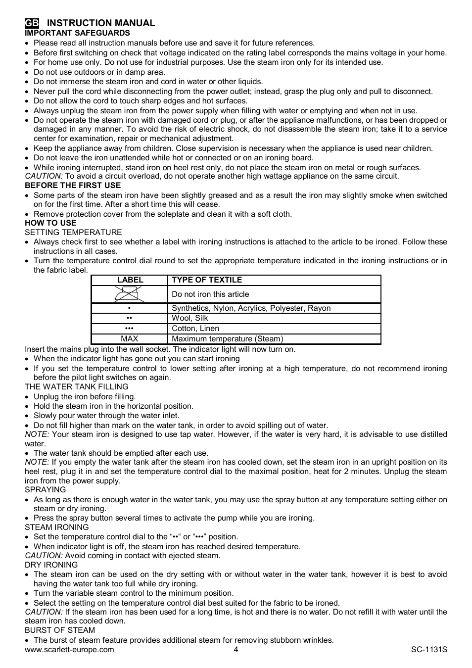 Scarlett SC-1131S User Manual | Page 4 / 25