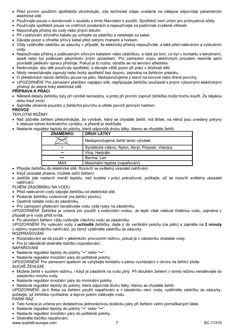 Scarlett SC-1131S User Manual | Page 7 / 25