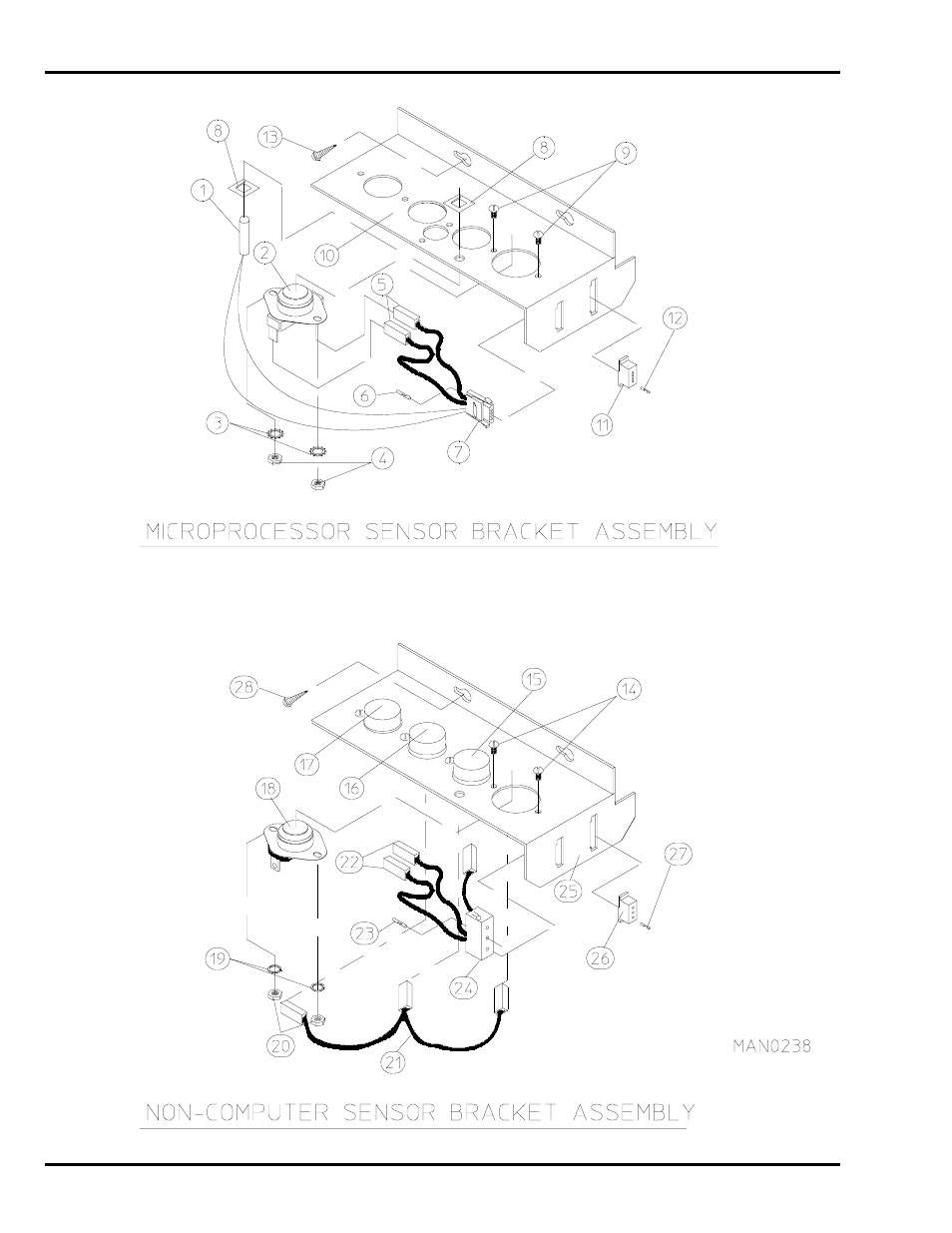 Sensor bracket assemblies | American Dryer Corp. ML-55 User Manual | Page 16 / 52