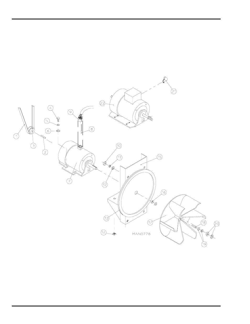 Non-reversing t.e.f.c. motor mount assembly | American Dryer Corp. ML-55 User Manual | Page 22 / 52