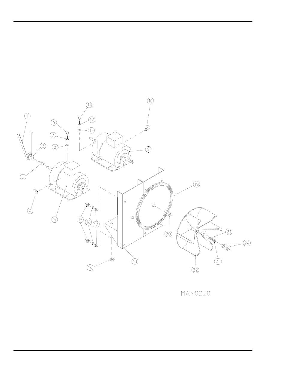 Reversing t.e.f.c. motor mount assembly | American Dryer Corp. ML-55 User Manual | Page 24 / 52