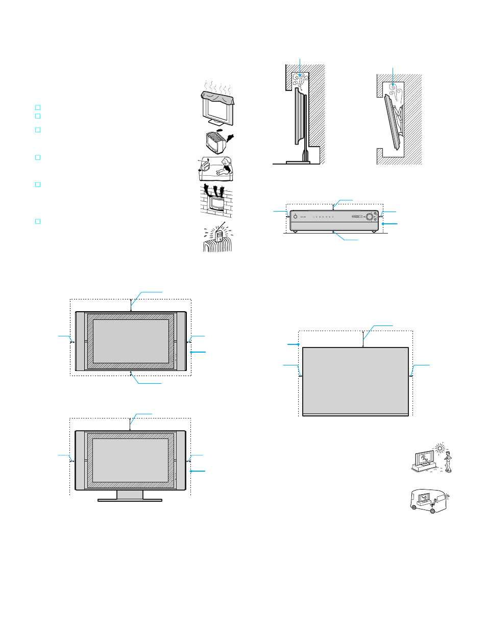 Continued), Ventilation, Outdoor use | Vehicle and ceiling | Sony KE-42XBR900 User Manual | Page 7 / 112