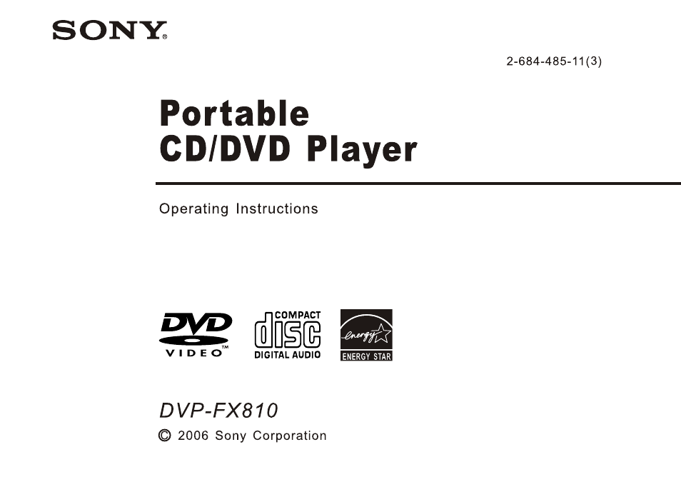 Sony DVP-FX810 User Manual | 52 pages