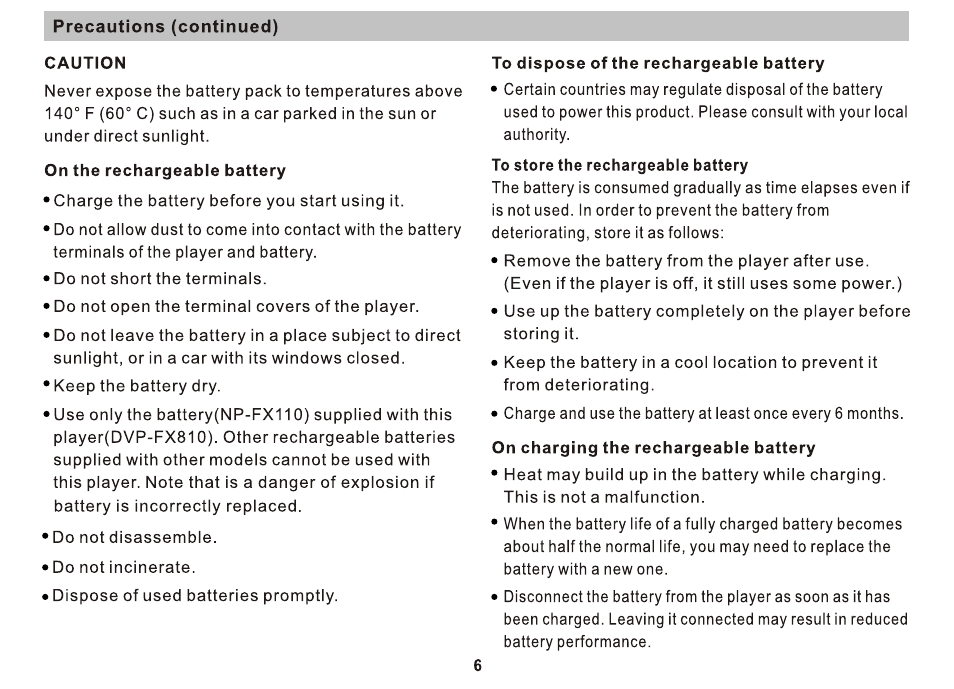 Sony DVP-FX810 User Manual | Page 6 / 52