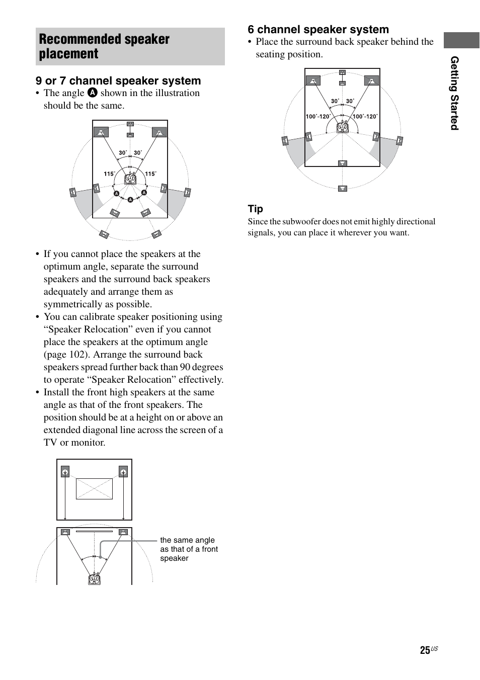 Recommended speaker placement | Sony STR-DA5800ES User Manual | Page 25 / 147