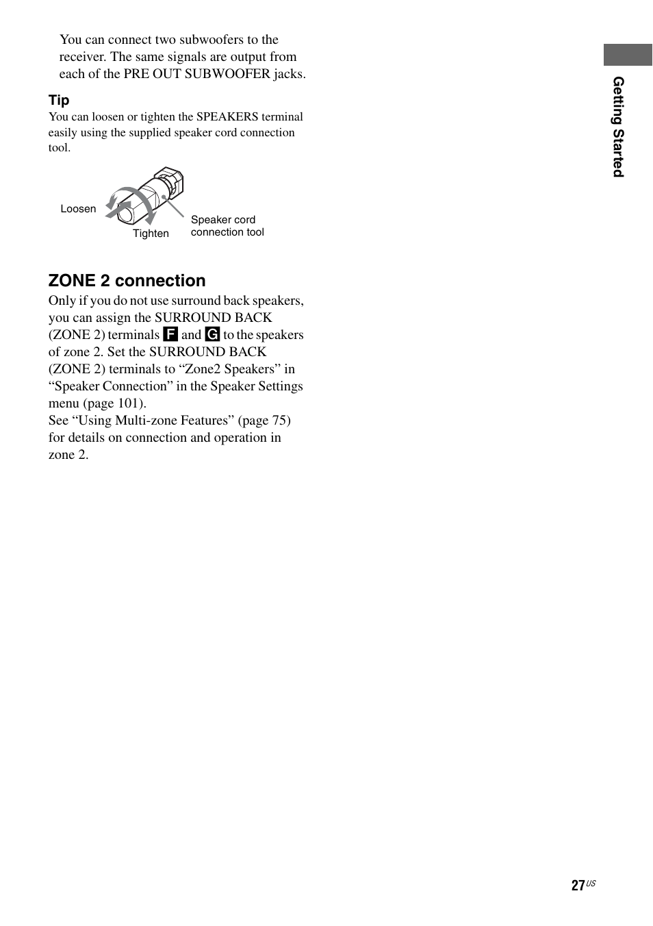Zone 2 connection | Sony STR-DA5800ES User Manual | Page 27 / 147
