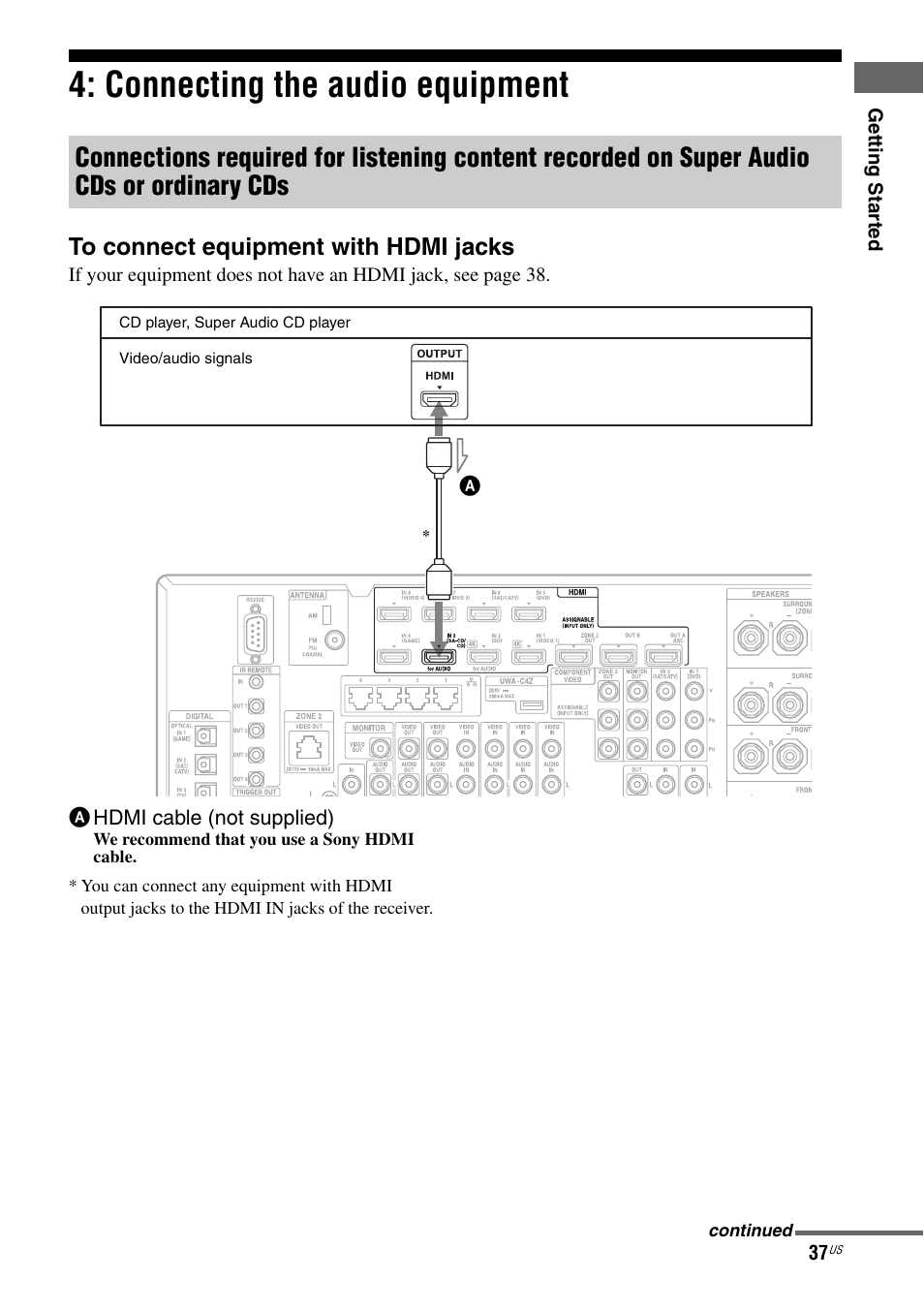 Connecting the audio equipment | Sony STR-DA5800ES User Manual | Page 37 / 147