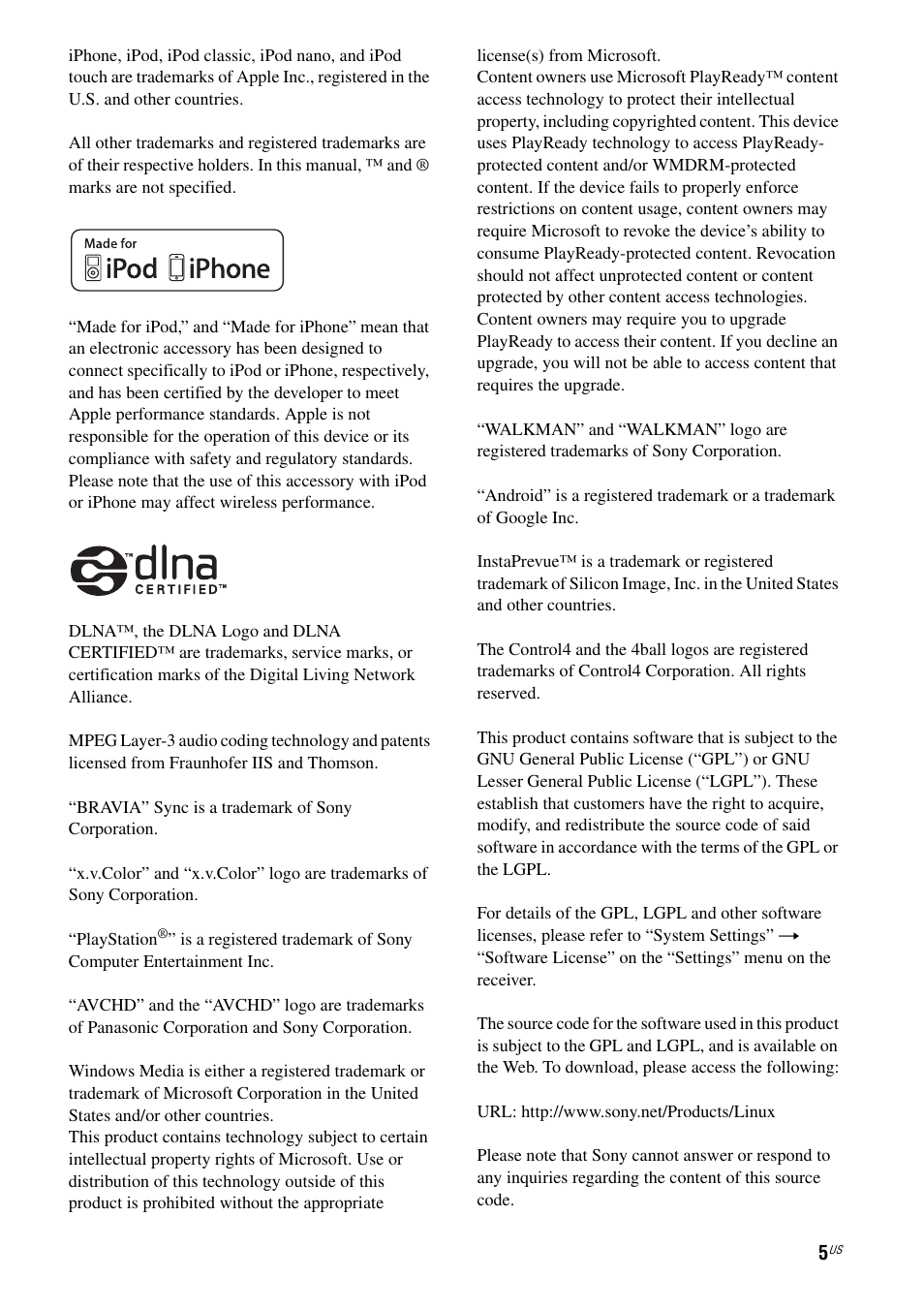 Sony STR-DA5800ES User Manual | Page 5 / 147