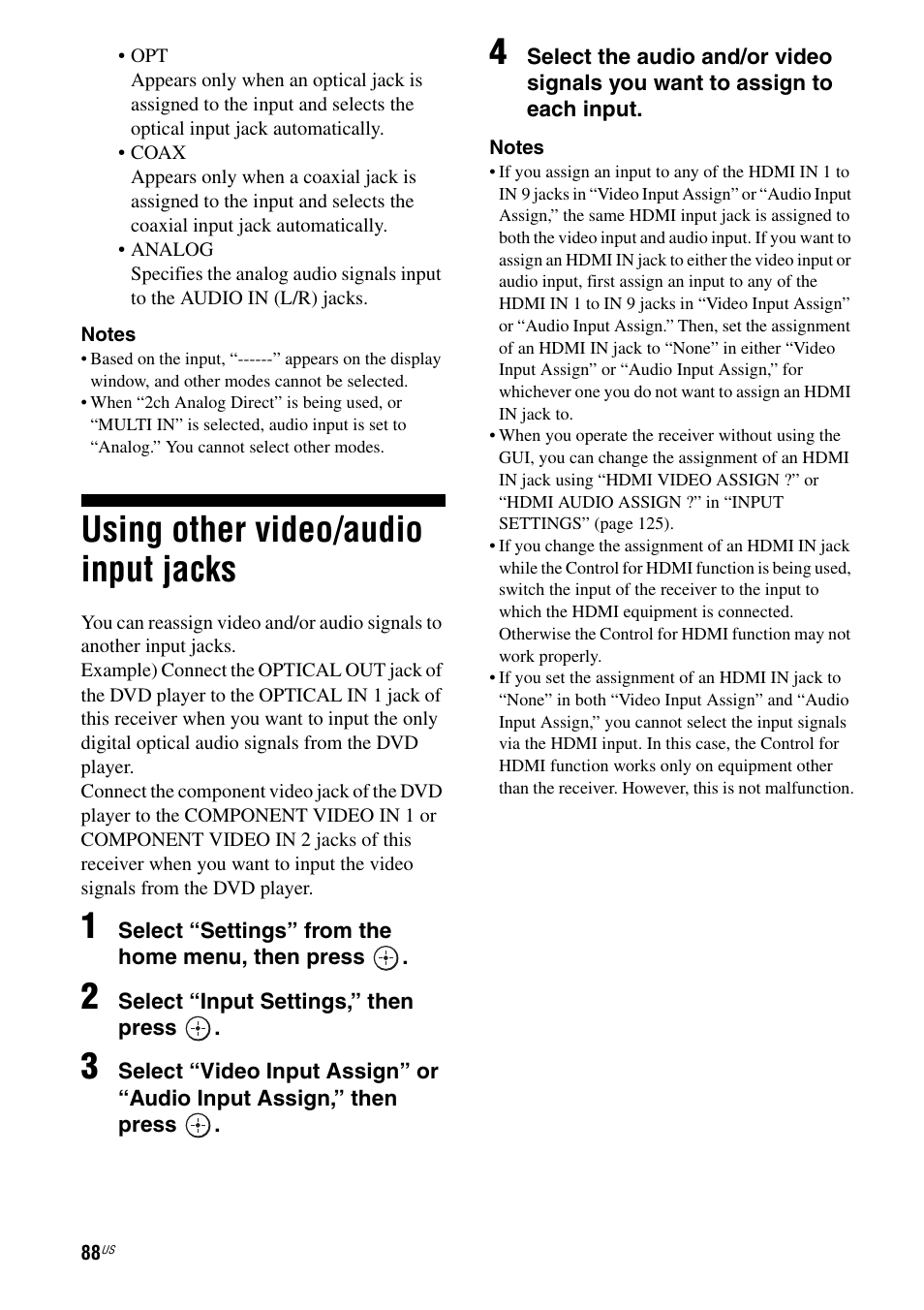 Using other video/audio input jacks | Sony STR-DA5800ES User Manual | Page 88 / 147