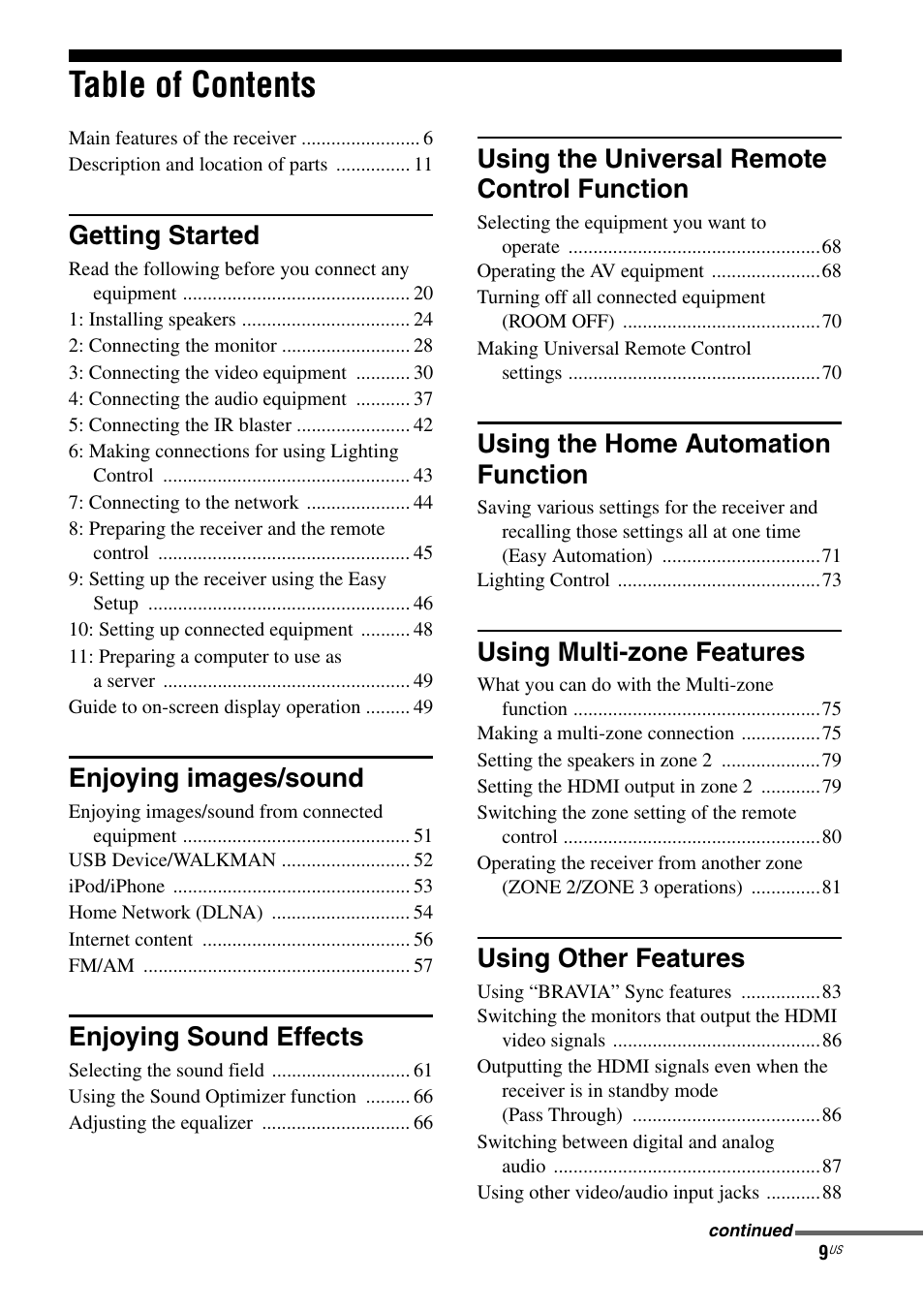 Sony STR-DA5800ES User Manual | Page 9 / 147