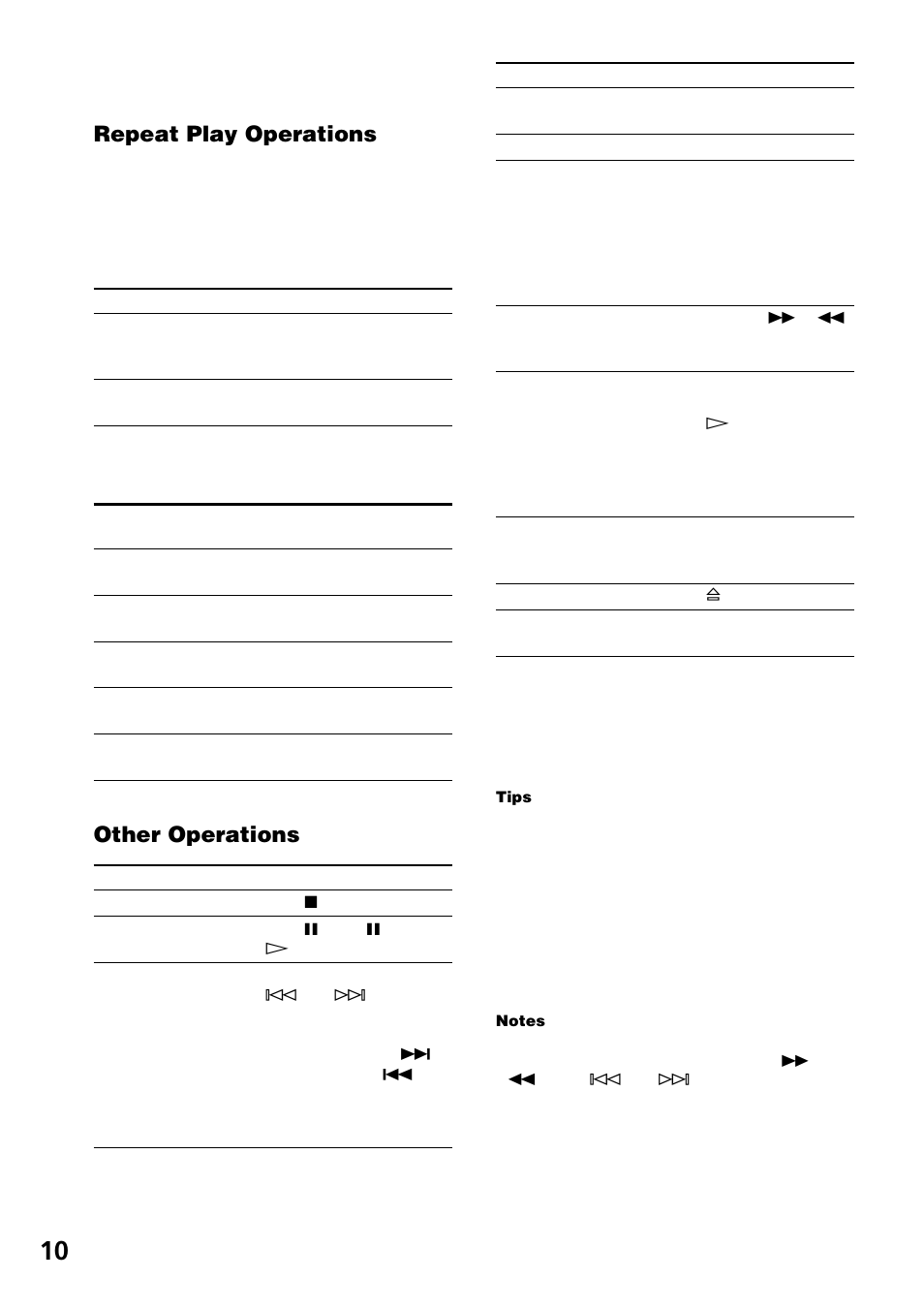Repeat play operations, Other operations | Sony CDP-CE575 User Manual | Page 10 / 24