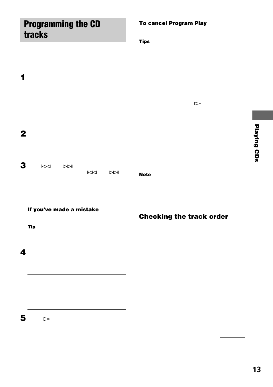 Programming the cd tracks | Sony CDP-CE575 User Manual | Page 13 / 24