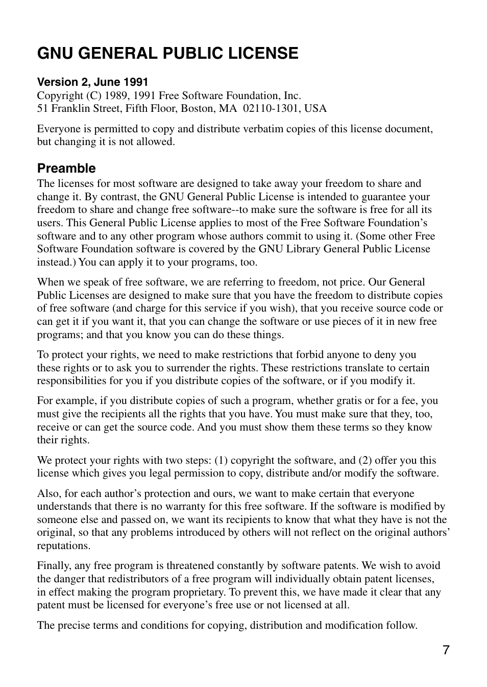 Gnu general public license | Sony COM-1 User Manual | Page 7 / 24