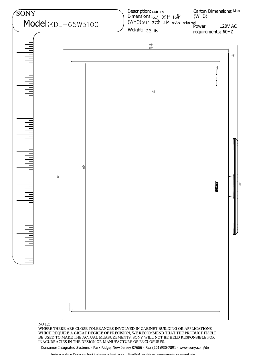 Sony KDL-65W5100 User Manual | 5 pages