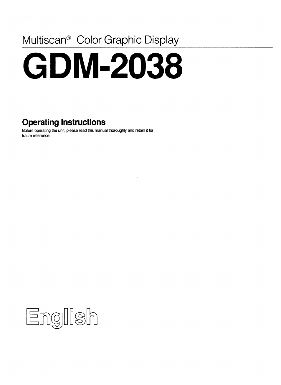 Gdm-2038 | Sony GDM-2038 User Manual | Page 3 / 20