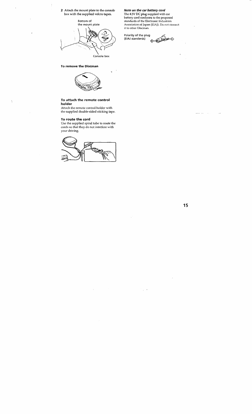 To remove the discman, To attach the remote control holder, To route the cord | Sony D-848K User Manual | Page 14 / 23