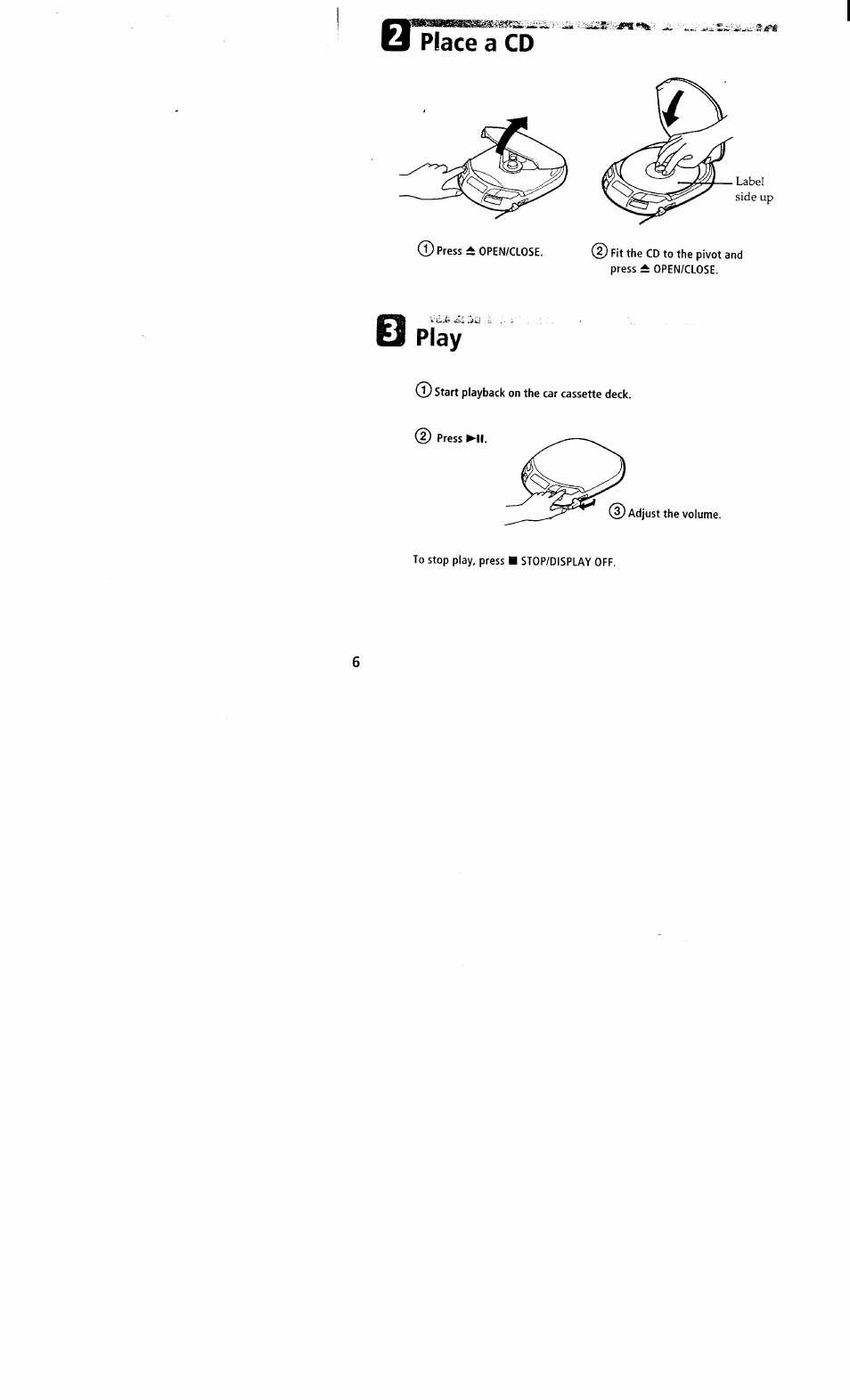 Ace a cd, Play | Sony D-848K User Manual | Page 6 / 23