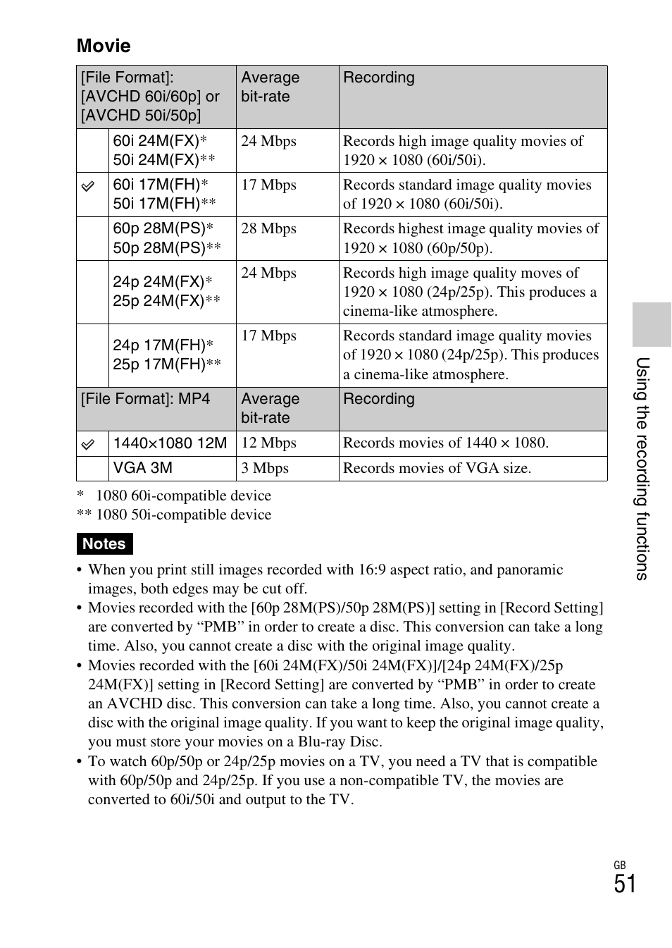 Movie | Sony NEX-5NK User Manual | Page 51 / 94