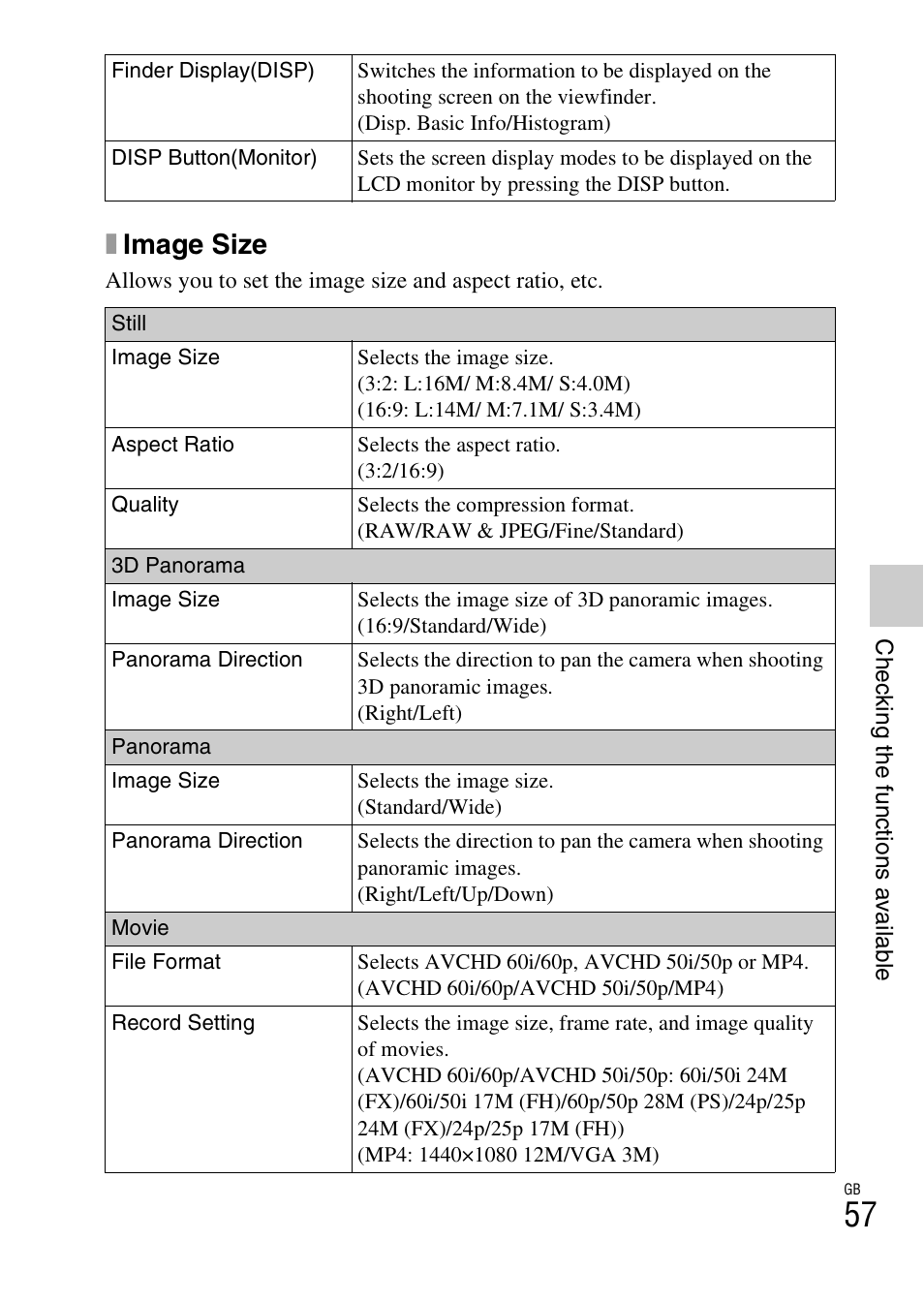 Ximage size | Sony NEX-5NK User Manual | Page 57 / 94