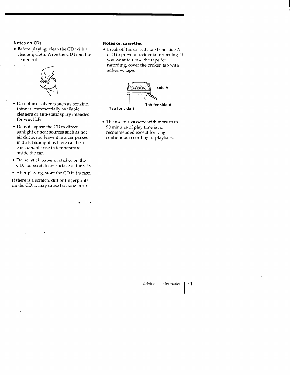 Tab for side b | Sony CFD-V35 User Manual | Page 21 / 26