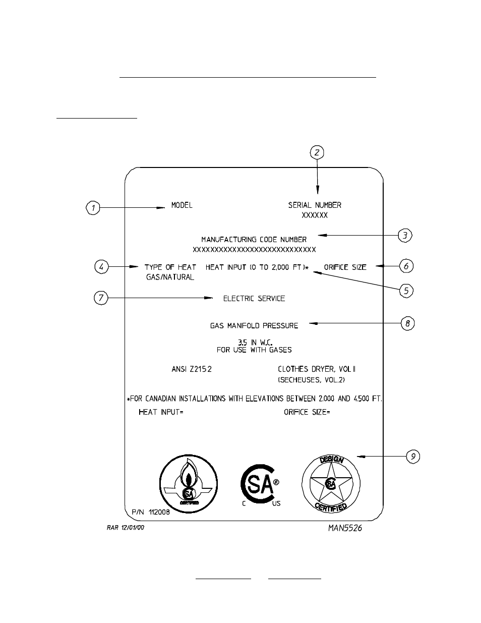 Data label location/information | American Dryer Corp. Gas- DSI/Steam ML-82 II User Manual | Page 47 / 51