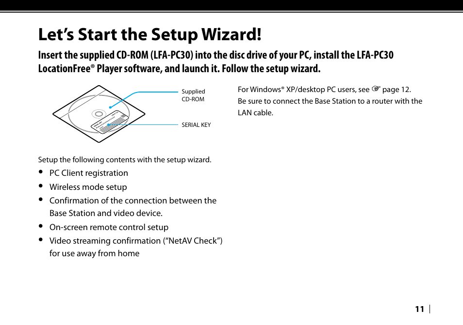 Let’s start the setup wizard | Sony LF-V30 User Manual | Page 11 / 16