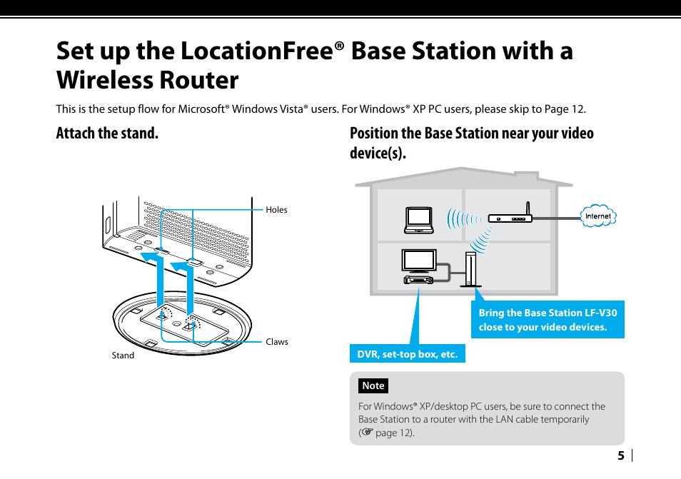 Attach the stand | Sony LF-V30 User Manual | Page 5 / 16