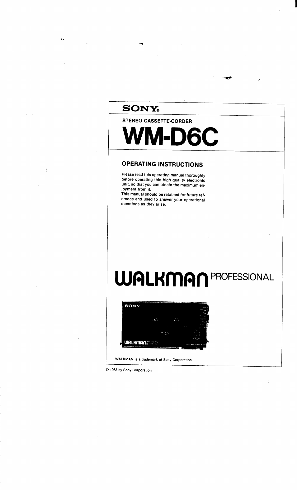 Sony WM-D6C User Manual | 14 pages