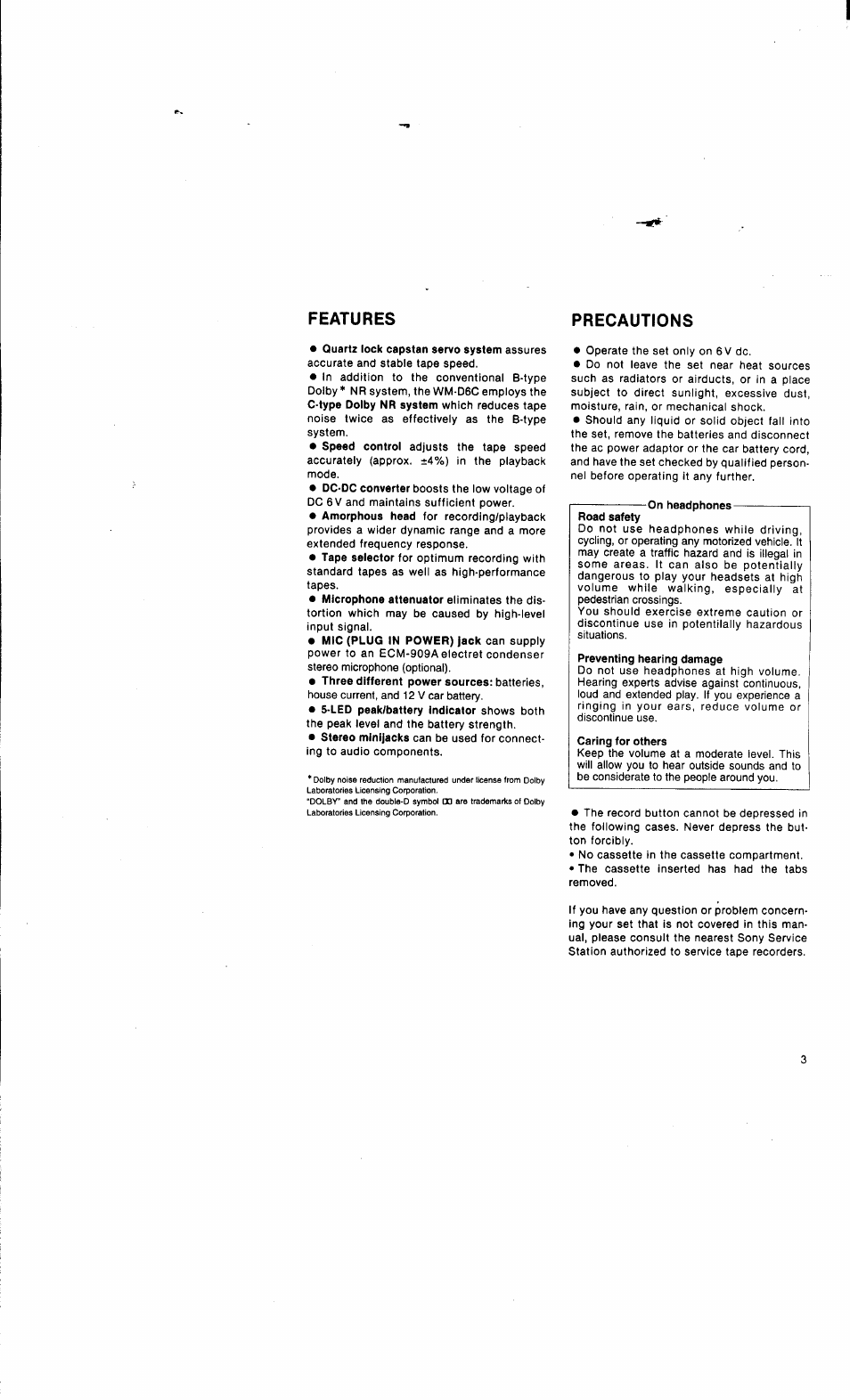 Sony WM-D6C User Manual | Page 3 / 14