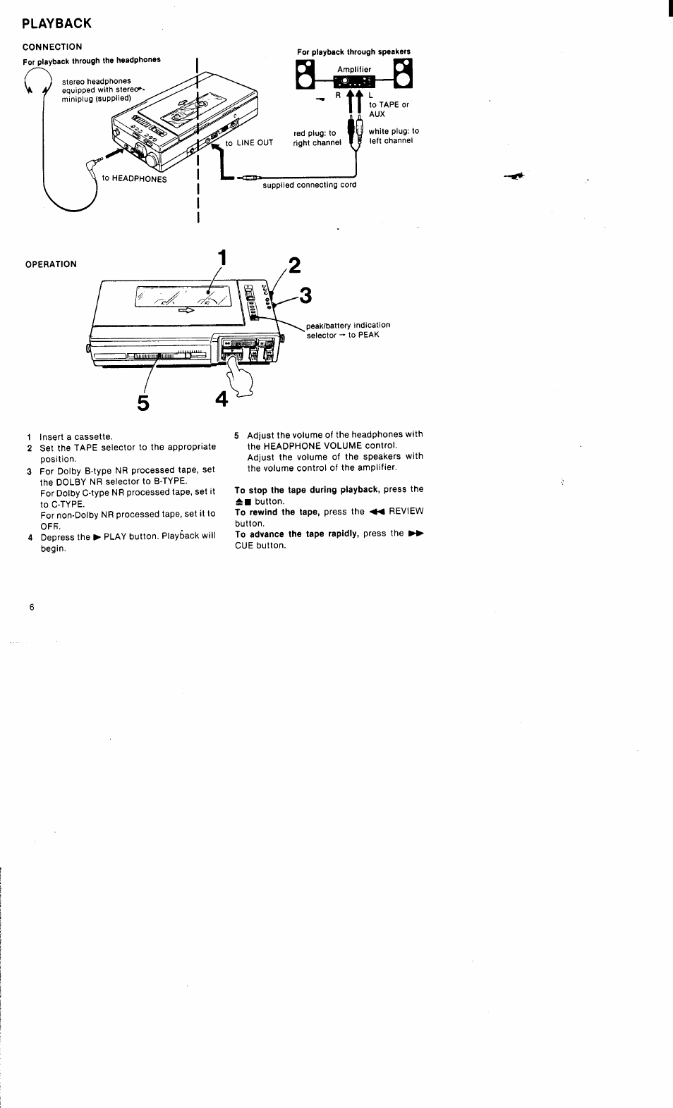 Playback | Sony WM-D6C User Manual | Page 6 / 14