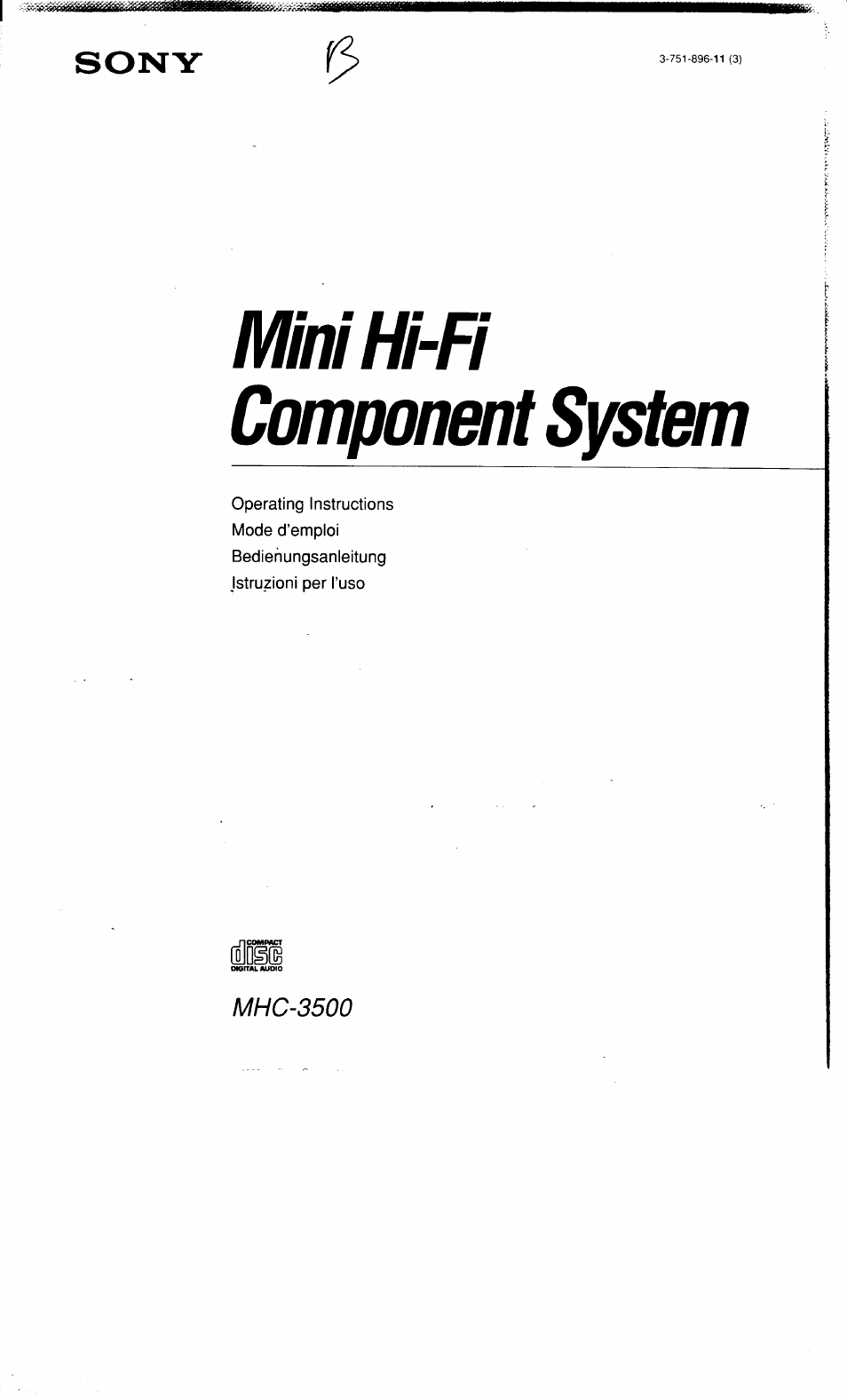 Sony MHC-3500 User Manual | 99 pages