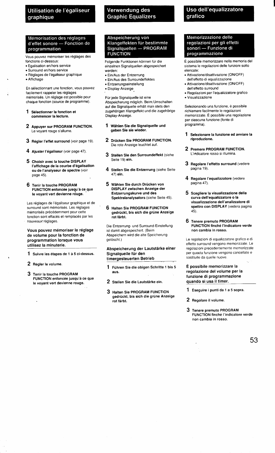 Verwendung des graphie equalizers | Sony MHC-3500 User Manual | Page 53 / 99