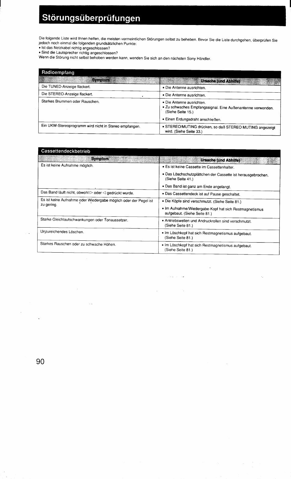 Störungsüberprüfungen | Sony MHC-3500 User Manual | Page 90 / 99