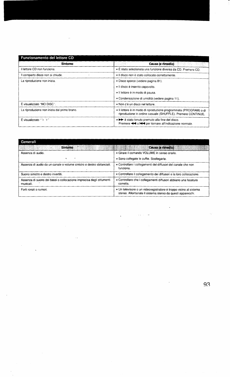 Funzionamento del lettore cd | Sony MHC-3500 User Manual | Page 93 / 99
