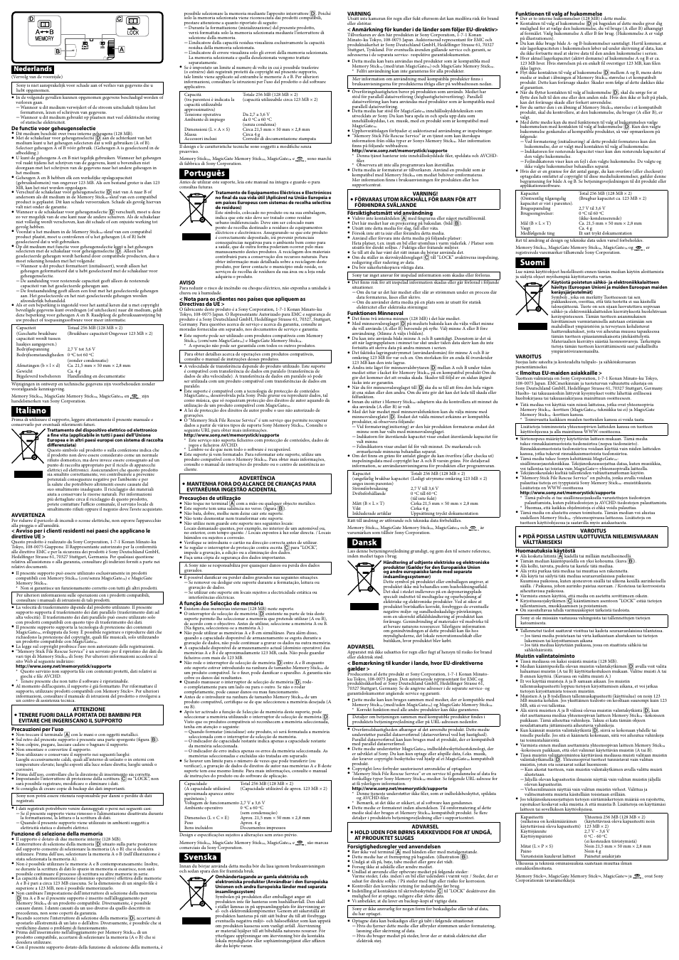 Nederlands | Sony MSH-128S2 User Manual | Page 2 / 2