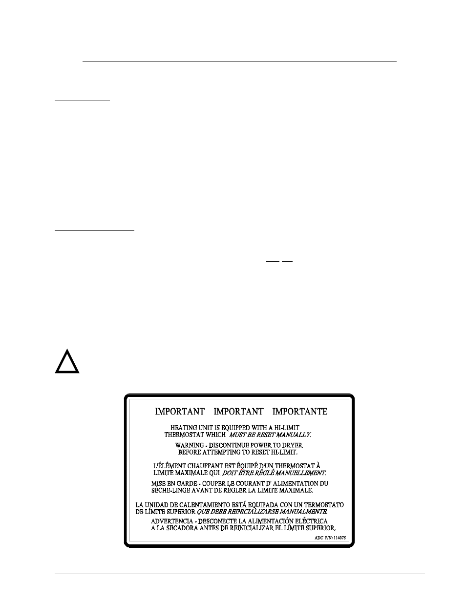 Manual reset burner hi-limit instructions | American Dryer Corp. AD-120ES User Manual | Page 49 / 50