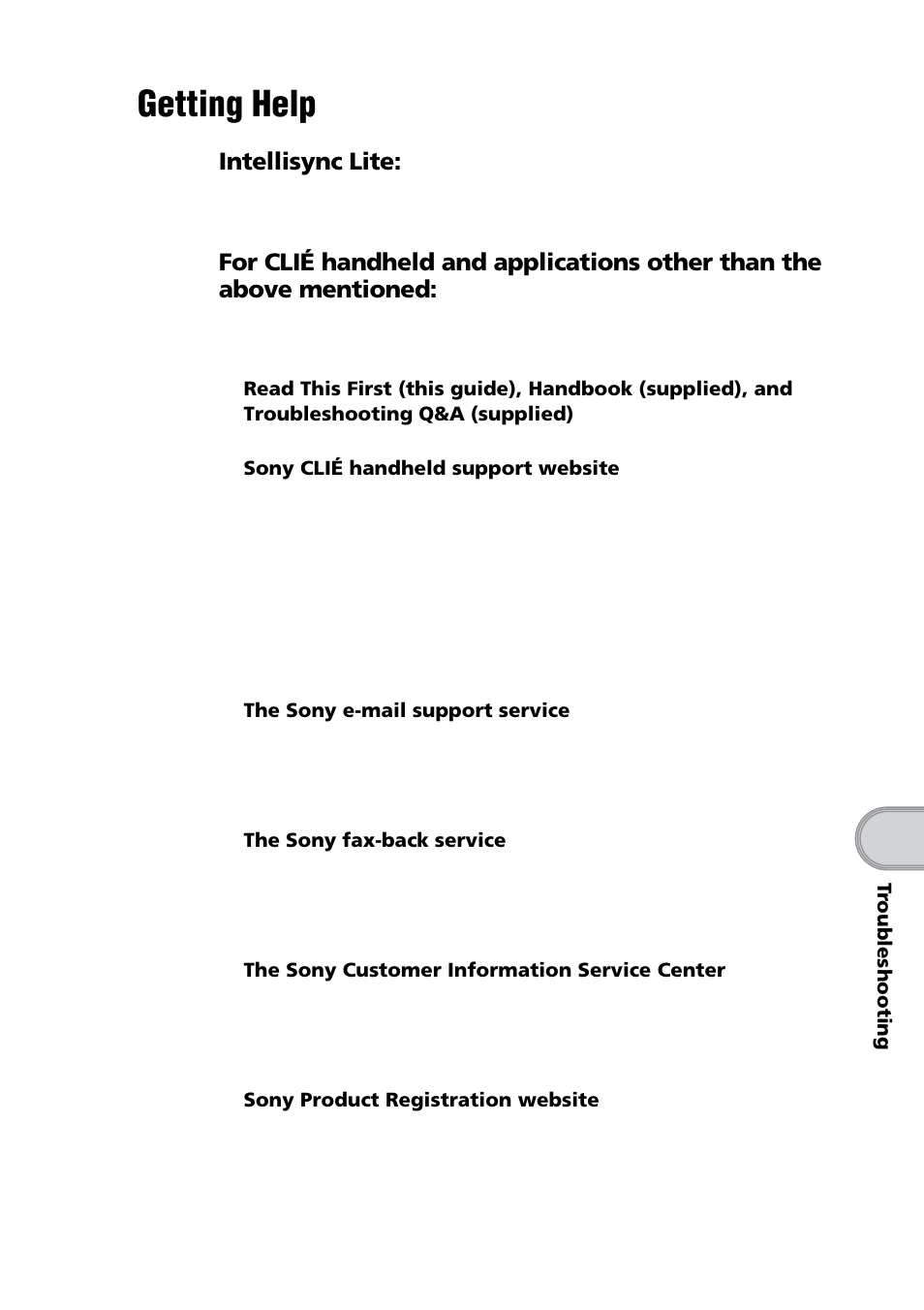 Getting help | Sony PEG-NZ90 User Manual | Page 103 / 116