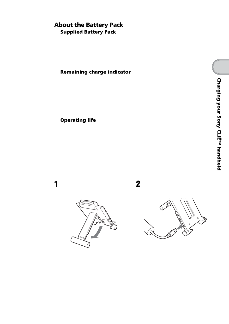 Step 2: charging the battery | Sony PEG-NZ90 User Manual | Page 21 / 116