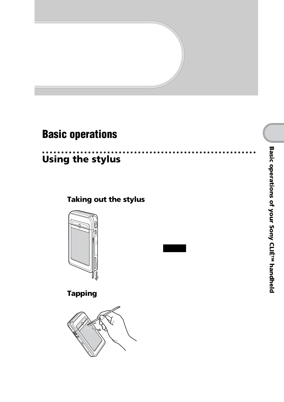 Basic operations of your sony clié™ handheld, Basic operations, Using the stylus | Sony PEG-NZ90 User Manual | Page 29 / 116