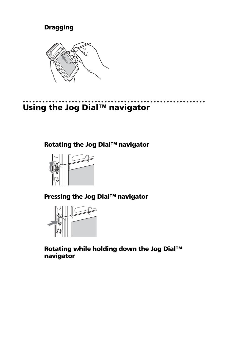 Using the jog dial™ navigator | Sony PEG-NZ90 User Manual | Page 30 / 116