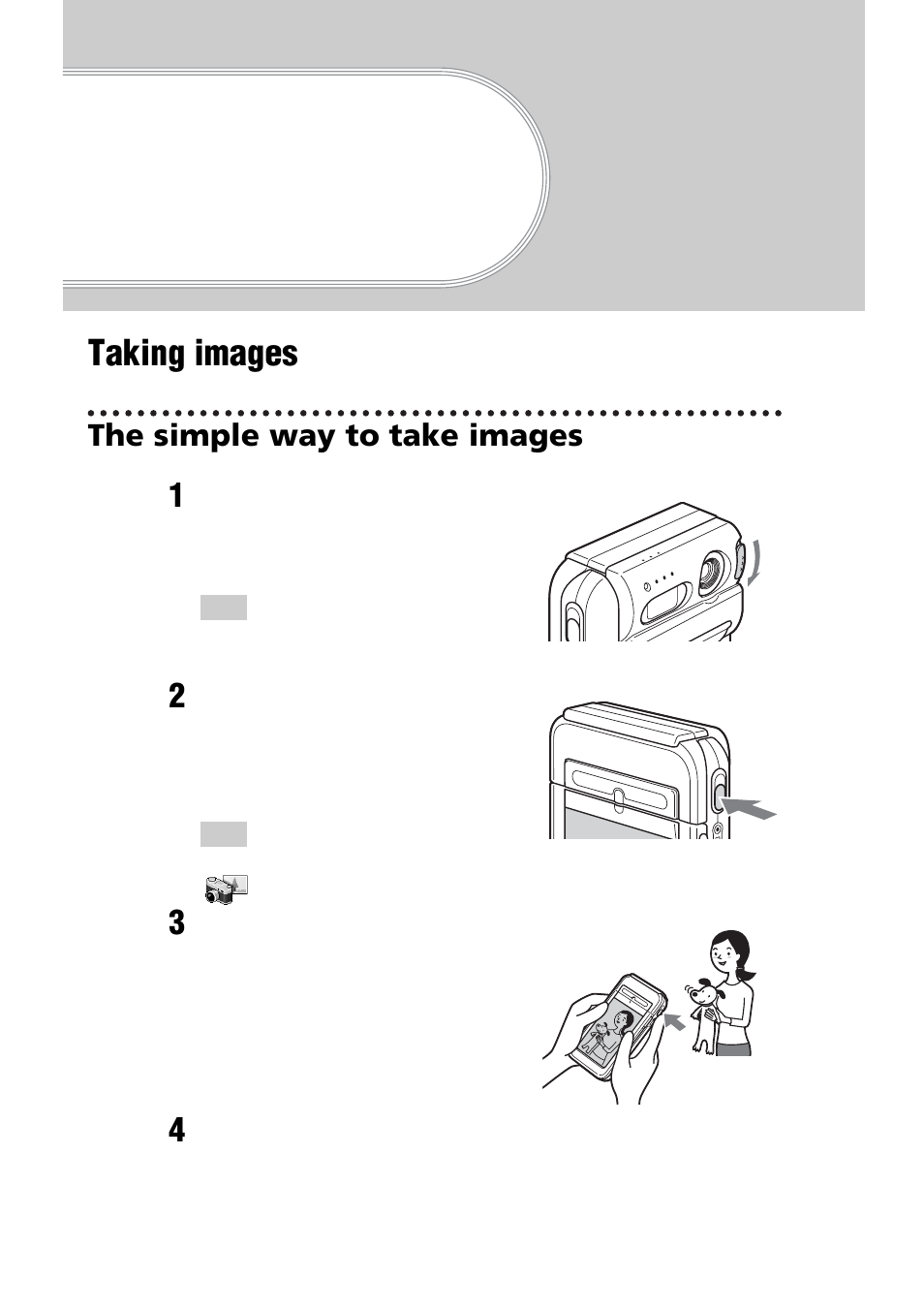 Taking images/movies, Taking images, The simple way to take images | Taking images/ movies | Sony PEG-NZ90 User Manual | Page 50 / 116