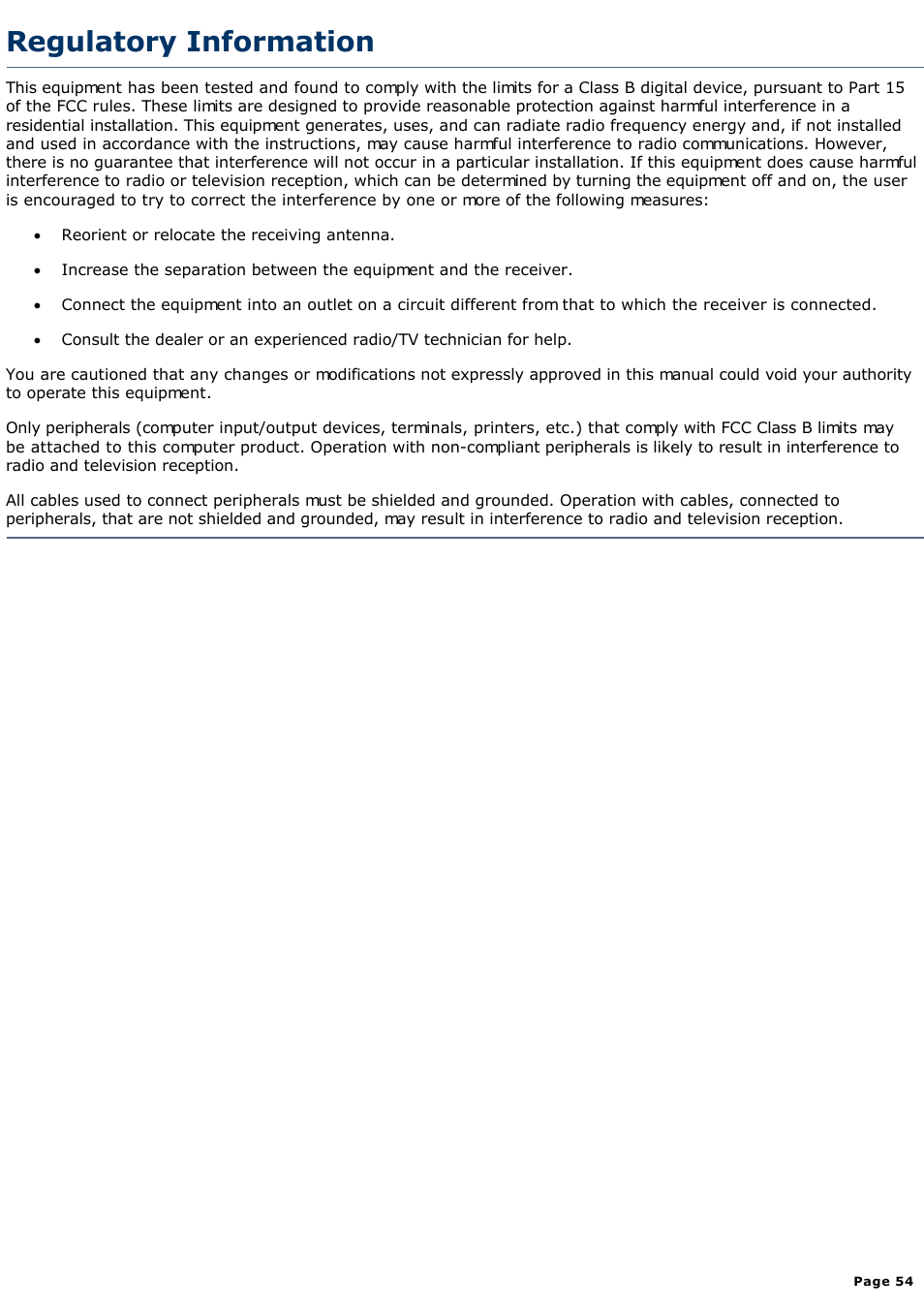 Regulatory information | Sony PCV-R528DS User Manual | Page 54 / 245