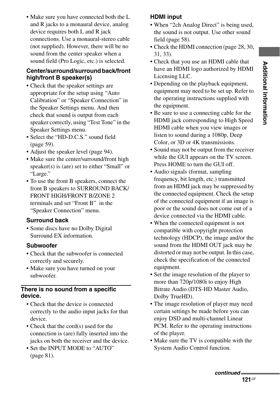 Sony STR-DA2800ES User Manual | Page 121 / 138
